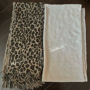 Leopard Print and Star Patterned Scarf Bundle